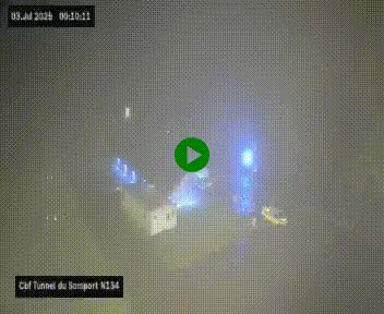 Webcam à l'entrée du tunnel du Somport, côté français, sur la N134, dans les Pyrénées, en direction de l'Espagne, à 1116 mètres d'altitude