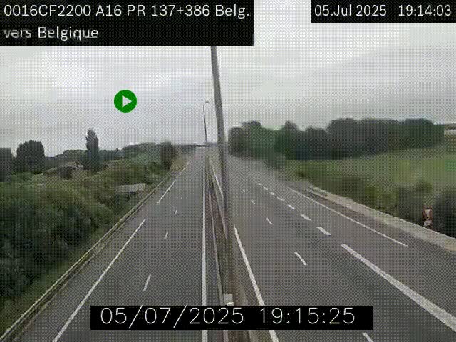 Webcam à la frontière franco-belge au niveau de Bray-Dunes/De-Panne sur l'autoroute A16. Vue orientée vers la Belgique