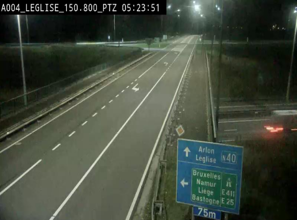 Webcam au-dessus de l'E411 sur la N40. Vue orientée vers Léglise en provenance de Neufchâteau