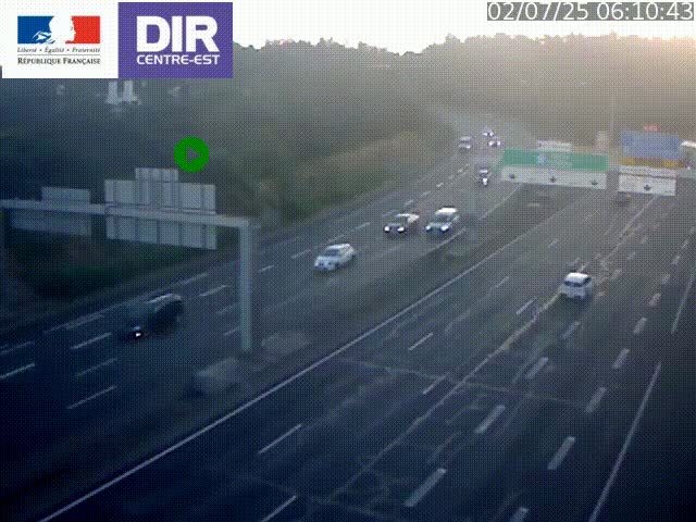 Caméra de circulation routière sur le boulevard périphérique Laurent Bonnevay de Lyon (D383) à hauteur de Bron, avant la jonction avec l'A43. Vue orientée vers l'échangeur