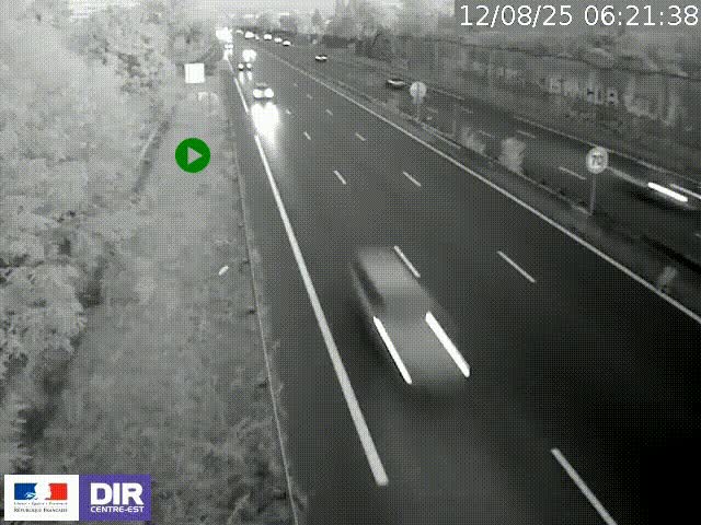 Webcam à Bron sur l'A43 à la jonction avec le boulevard périphérique de Lyon (D383). Vue orientée vers Lyon