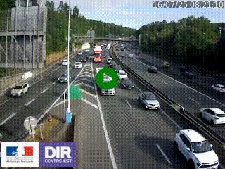 Caméra autoroute sur A6 - Valvert, près de Lyon, en direction de Paris, à hauteur de la sortie 36 Porte du Valvert
