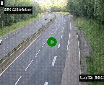 Webcam routière à hauteur de Bois-Guillaume en périphérie de Rouen. Vue orientée vers Rouen