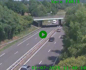 Caméra routière sur l'autoroute A20 au nord de Limoges, à la jonction avec la N520. Vue orientée vers Paris