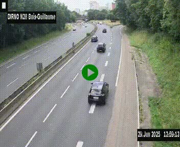 Webcam routière à hauteur de Bois-Guillaume en périphérie de Rouen. Vue orientée vers Rouen