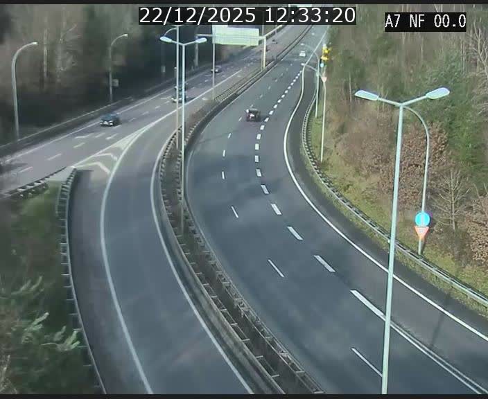 Caméra autoroute Luxembourg A7 - Echangeur A1/A7 Grünewald direction Tunnel Stafelter