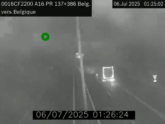 Webcam à la frontière franco-belge au niveau de Bray-Dunes/De-Panne sur l'autoroute A16. Vue orientée vers la Belgique
