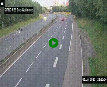 Webcam routière à hauteur de Bois-Guillaume en périphérie de Rouen. Vue orientée vers Rouen