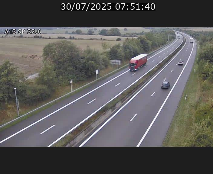 Webcam info trafic A13 à hauteur de Mondorf-les-bains. Vue orientée vers Altwies