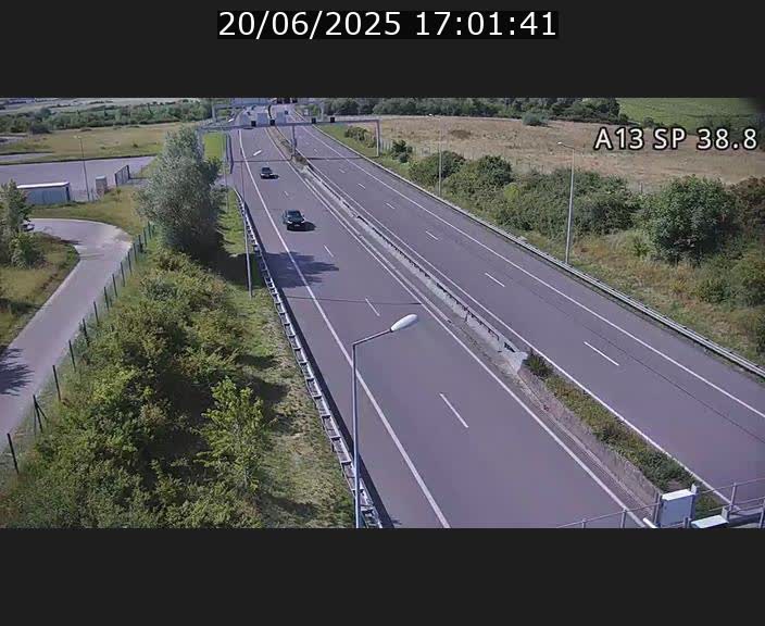 Webcam autoroute A13 à l'entrée ouest du tunnel Markusbierg à Schengen. Vue orientée vers le tunnel et l'Allemagne