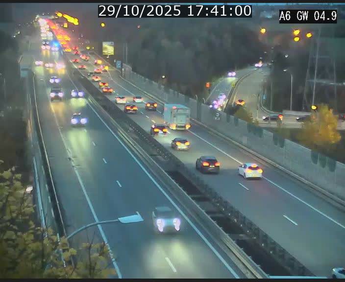 Traffic live webcam Luxembourg Croix de Cessange - A6 - BK 4.9 - direction Belgique