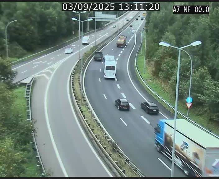 Caméra autoroute Luxembourg A7 - Echangeur A1/A7 Grünewald direction Tunnel Stafelter