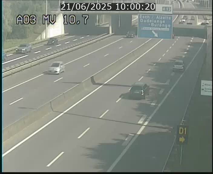 Traffic live webcam Luxembourg Croix de Bettembourg - A3 - BK 10.7 - direction France
