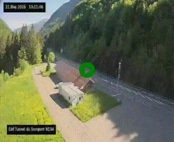 Webcam à l'entrée du tunnel du Somport, côté français, sur la N134, dans les Pyrénées, en direction de l'Espagne, à 1116 mètres d'altitude