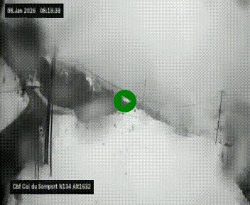 Webcam au col du Somport, côté français, sur la N134, dans les Pyrénées, en direction de l'Espagne, à 1632 mètres d'altitude