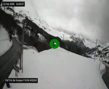 Webcam au col du Somport, côté français, sur la N134, dans les Pyrénées, en direction de l'Espagne, à 1632 mètres d'altitude