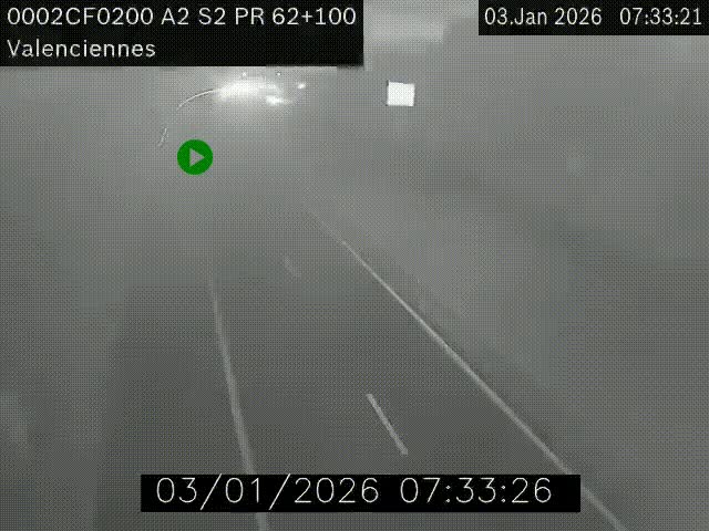 Webcam autoroute A2 à Valenciennes. Vue orientée vers Maubeuge et Mons (Belgique)