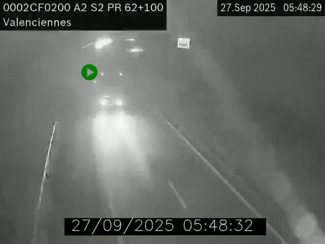 Webcam autoroute A2 à Valenciennes. Vue orientée vers Maubeuge et Mons (Belgique)