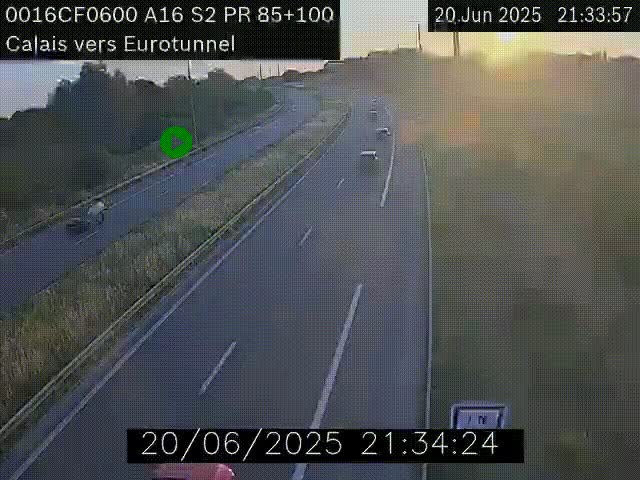 Webcam A16 à Calais en direction du Tunnel sous la Manche (Eurotunnel)