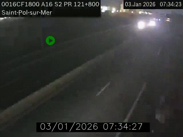 Webcam autoroute A16 à proximité de Dunkerque, à hauteur de la sortie Saint-Pol-sur-Mer. Vue orientée vers Calais