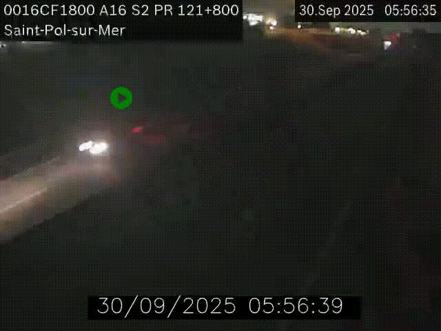 Webcam autoroute A16 à proximité de Dunkerque, à hauteur de la sortie Saint-Pol-sur-Mer. Vue orientée vers Calais