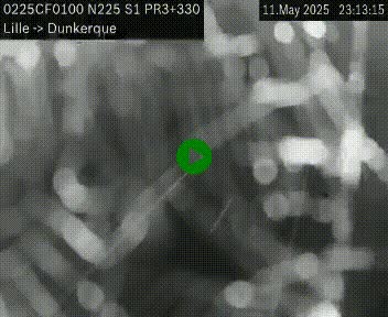 Webcam autoroute A25 (N225) à hauteur de Bergues (Bierne). Vue orientée vers Dunkerque.