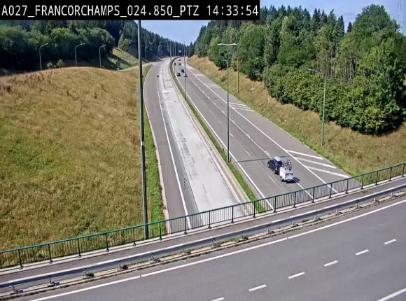 Webcam E42 (A27) dans les Ardennes à Francorchamps, à proximité du circuit de Spa. Vue orientée vers Liège