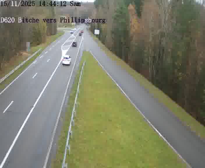 Webcam sur la D620, sur le contournement de Bitche. Vue orientée vers Philippsbourg