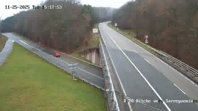 Webcam sur la D620, sur le contournement de Bitche. Vue orientée vers Sarreguemines