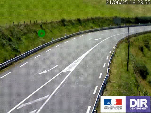 Webcam sur le col Pin Bouchain, vue orientée vers Roanne, en provenance de Lyon sur la nationale 7 (N7)