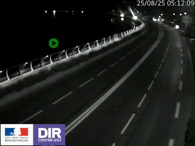 Webcam sur le quai Parjot à Vienne, aux Portes de Lyon, sur la Nationale 7, à la jonction avec le boulevard du Rhône-nord (D1407), caméra orientée vers Lyon
