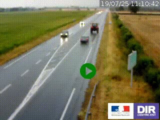 Webcam routière sur la RN7 à hauteur de Toulon-sur-Allier, entre Moulins et Vichy