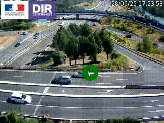 Webcam traffic à Grenoble-sud sur l'autoroute A480. Vue orientée vers l'entrée et la sortie de Grenoble