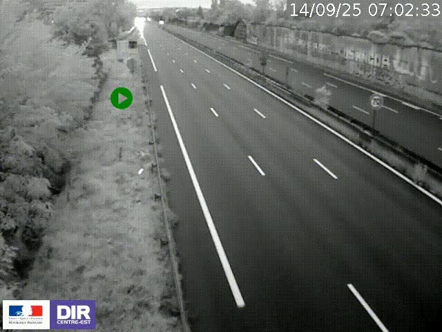 Webcam à Bron sur l'A43 à la jonction avec le boulevard périphérique de Lyon (D383). Vue orientée vers Lyon