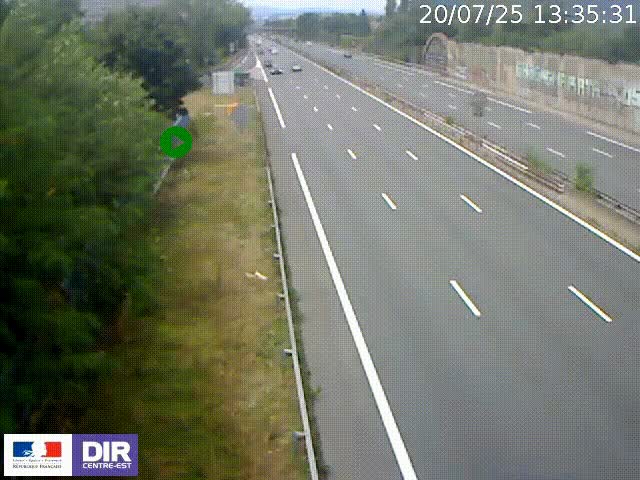 Webcam à Bron sur l'A43 à la jonction avec le boulevard périphérique de Lyon (D383). Vue orientée vers Lyon