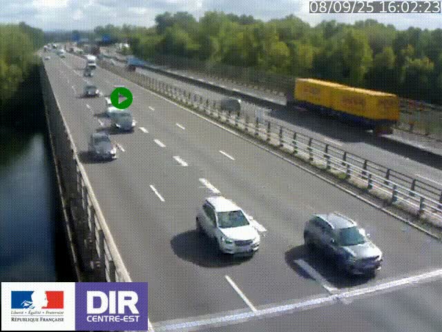 Caméra trafic à la jonction entre l'A46 (Rocade-est de Lyon) et l'A42 à hauteur de Vault-en-Velin en direction de Marseille