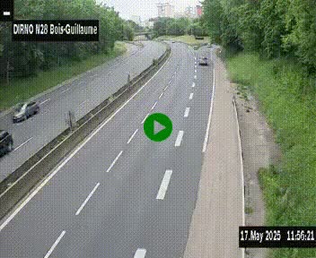 Webcam routière à hauteur de Bois-Guillaume en périphérie de Rouen. Vue orientée vers Rouen