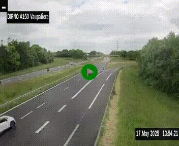 Webcam autoroute A150 à hauteur de La Vaupalière en périphérie de Rouen. Vue orientée vers Rouen