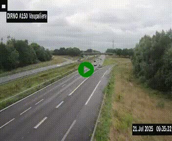 Webcam autoroute A150 à hauteur de La Vaupalière en périphérie de Rouen. Vue orientée vers Rouen