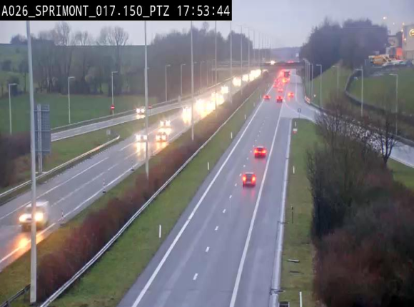 Webcam A26 (E25) à Sprimont, sur l'autoroute entre Liège et Arlon. Vue orientée vers le Luxembourg