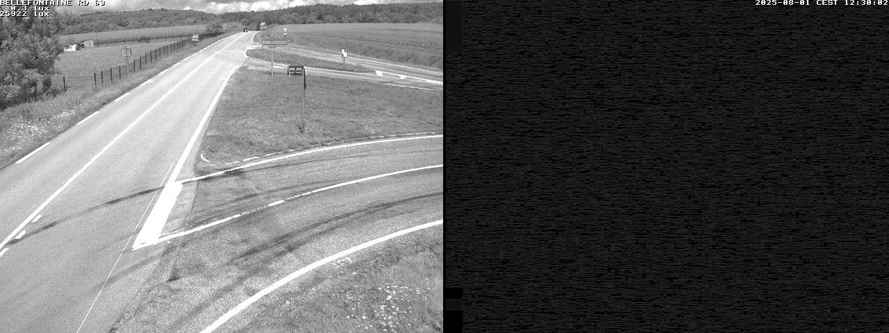 Webcam à Bellefontaine dans les Vosges à 552 mètres d'altitude sur la D63, à la jonction avec la D20A