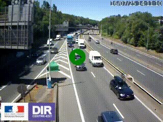Caméra autoroute sur A6 - Valvert, près de Lyon, en direction de Paris, à hauteur de la sortie 36 Porte du Valvert