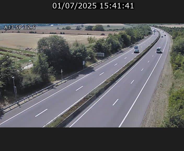 Webcam info trafic A13 à hauteur de Mondorf-les-bains. Vue orientée vers Altwies