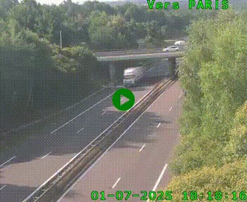 Caméra routière sur l'autoroute A20 au nord de Limoges, à la jonction avec la N520. Vue orientée vers Paris
