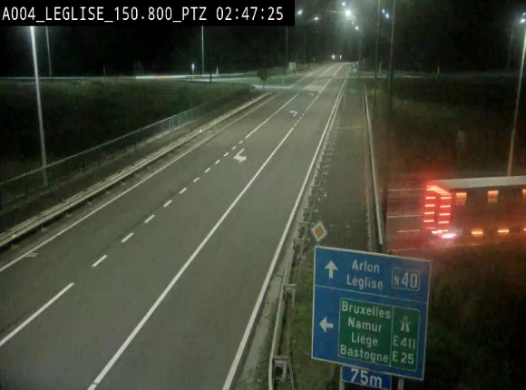 Webcam au-dessus de l'E411 sur la N40. Vue orientée vers Léglise en provenance de Neufchâteau