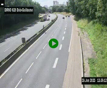Webcam routière à hauteur de Bois-Guillaume en périphérie de Rouen. Vue orientée vers Rouen