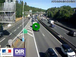 Caméra autoroute sur A6 - Valvert, près de Lyon, en direction de Paris, à hauteur de la sortie 36 Porte du Valvert