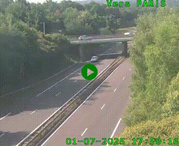 Caméra routière sur l'autoroute A20 au nord de Limoges, à la jonction avec la N520. Vue orientée vers Paris