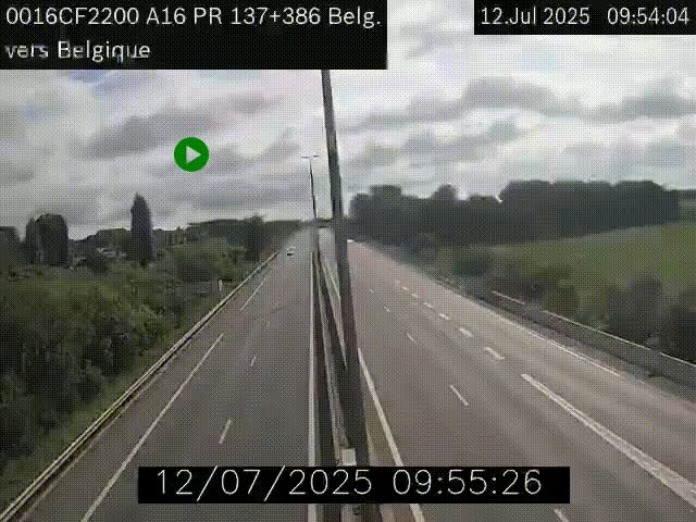 Webcam à la frontière franco-belge au niveau de Bray-Dunes/De-Panne sur l'autoroute A16. Vue orientée vers la Belgique