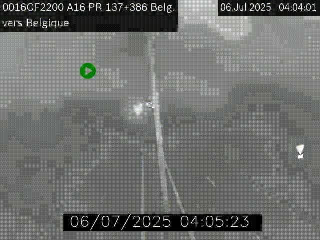 Webcam à la frontière franco-belge au niveau de Bray-Dunes/De-Panne sur l'autoroute A16. Vue orientée vers la Belgique